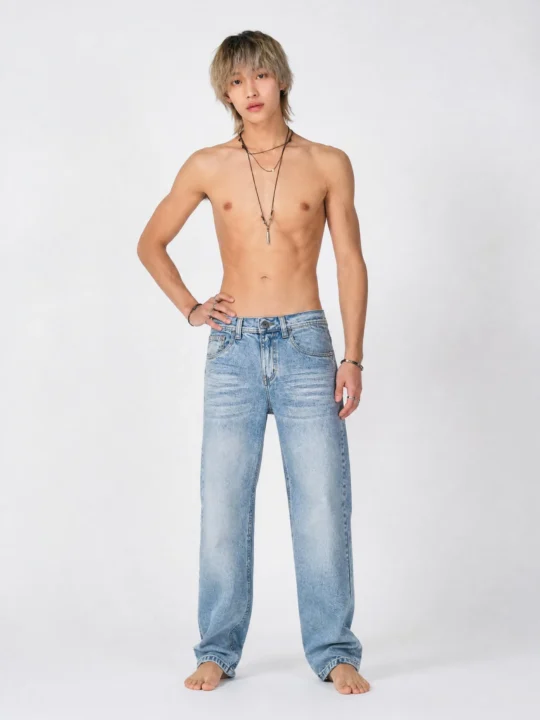 JEANS BAGGY MAIZ CLARO